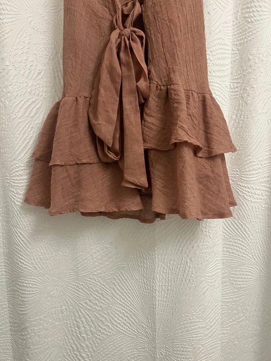Women's Rust Ruffle Hem Slip Dress - Picture 5 of 7